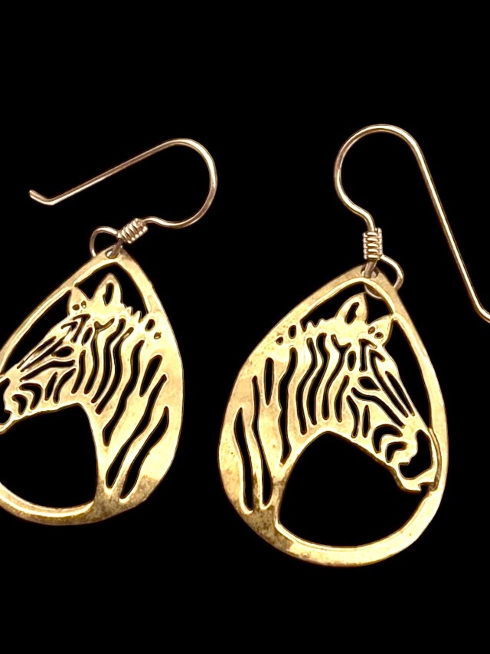 Gold Zebra Silhouette Drop Earrings for Women